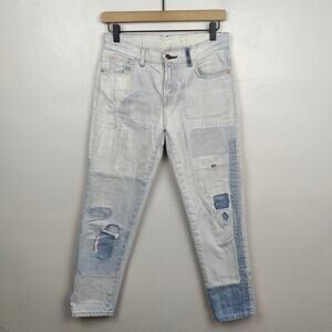 Levis Vintage Clothing Patchwork Jeans Womens 27 Light Wash Moon Tapered‎